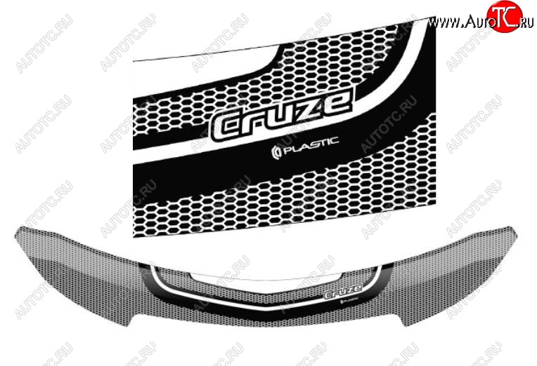 2 299 р. Дефлектор капота CA-Plastiс  Chevrolet Cruze ( J300,  D2LC) (2009-2018) седан дорестайлинг, седан рестайлинг (Серия Art черная)  с доставкой в г. Майкоп