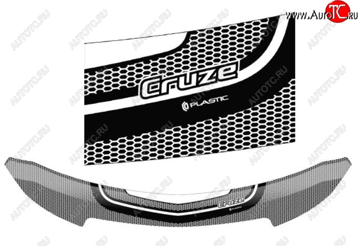 2 299 р. Дефлектор капота CA-Plastiс  Chevrolet Cruze  J305 (2009-2015) хэтчбек дорестайлинг, хэтчбек рестайлинг (Серия Art графит)  с доставкой в г. Майкоп