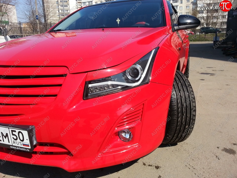 1 149 р. Реснички на фары Tuning-Sport v2 Chevrolet Cruze J305 хэтчбек дорестайлинг (2009-2012) (Неокрашенные)  с доставкой в г. Майкоп