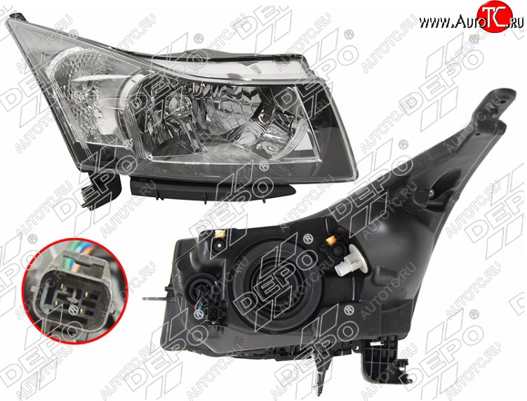 14 449 р. Левая фара (с электрокорректором) DEPO Chevrolet Cruze J300 седан дорестайлинг (2009-2012)  с доставкой в г. Майкоп