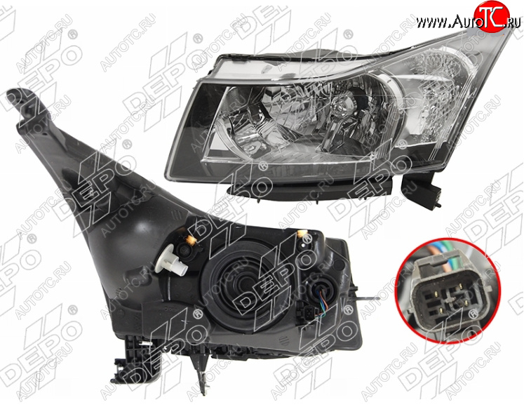 14 449 р. Левая фара (с электрокорректором) DEPO Chevrolet Cruze J300 седан дорестайлинг (2009-2012)  с доставкой в г. Майкоп