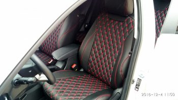 19 649 р. Чехлы для сидений Lord Autofashion Байрон (экокожа) Chevrolet Cruze J300 седан дорестайлинг (2009-2012) (Чёрный, вставка чёрная, строчка красная)  с доставкой в г. Майкоп. Увеличить фотографию 3