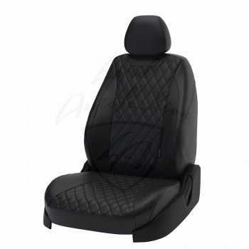 Чехлы для сидений Lord Autofashion Байрон (экокожа) Chevrolet Cruze J300 седан рестайлинг (2012-2015) (Чёрный, вставка чёрная, строчка чёрная)