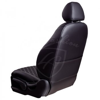 19 649 р. Чехлы для сидений Lord Autofashion Байрон (экокожа, раздельная спинка, 2П+1Г-образные подголовники) Chevrolet Cruze J300 седан дорестайлинг (2009-2012) (Черный, вставка черная, строчка серая)  с доставкой в г. Майкоп. Увеличить фотографию 4