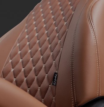 Чехлы для сидений Lord Autofashion Байрон (экокожа, спинка 60/40, 2 П- и 1 Г-образных подголовника) Chevrolet Cruze J305 хэтчбек рестайлинг (2012-2015) (Коричневый, вставка коричневая, строчка бежевая)