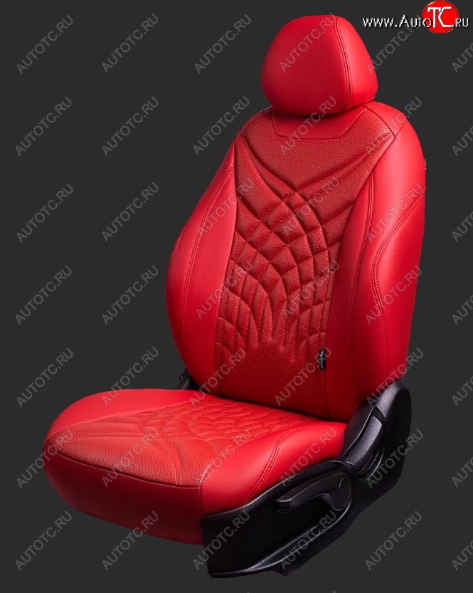 15 199 р. Чехлы для сидений Lord Autofashion Байрон ЖУК (экокожа, спинка 60/40, 2 П- и 1 Г-образных подголовника) Chevrolet Cruze J305 хэтчбек рестайлинг (2012-2015) (Красный, вставка красная, строчка красная)  с доставкой в г. Майкоп