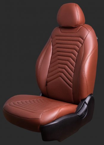 Чехлы для сидений Lord Autofashion Байрон ПРЕЗИДЕНТ (экокожа, спинка 60/40, 2 П- и 1 Г-образных подголовника Chevrolet Cruze ( J300,  J305,  J308) (2009-2015) седан дорестайлинг, хэтчбек дорестайлинг, седан рестайлинг, универсал рестайлинг, хэтчбек рестайлинг (Коричневый, вставка коричневая, строчка коричневая)