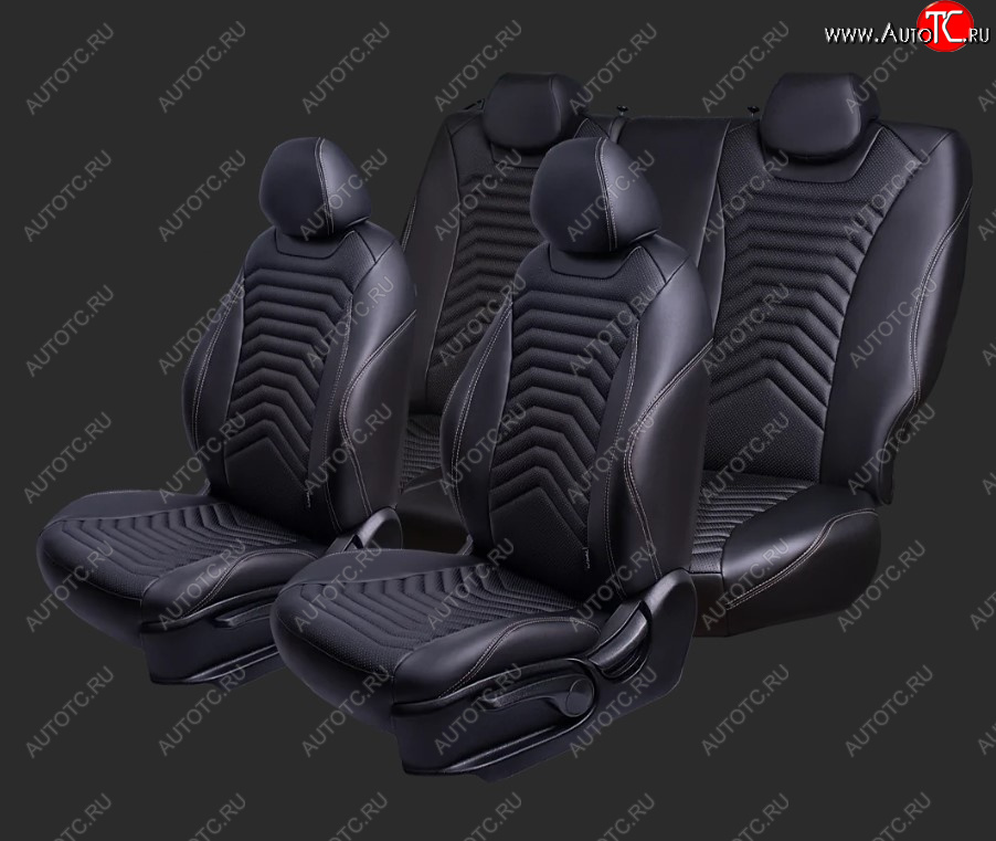 27 649 р. Чехлы для сидений Lord Autofashion Байрон ПРЕЗИДЕНТ (экокожа, спинка 60/40, 2 П- и 1 Г-образных подголовника Chevrolet Cruze J305 хэтчбек рестайлинг (2012-2015) (Черный, вставка черная, строчка бежевая)  с доставкой в г. Майкоп