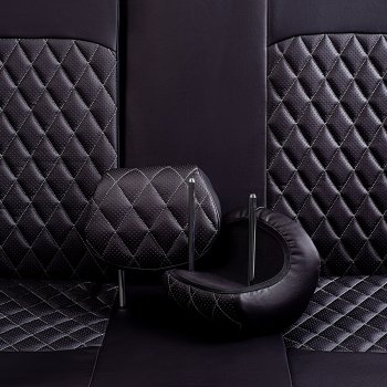 9 449 р. Чехлы для сидений Lord Autofashion Турин Ромб (экокожа, 60/40, 2 П- и 1 Г-образных подголовника) Chevrolet Cruze J300 седан дорестайлинг (2009-2012) (Черный, вставка черная, строчка серая)  с доставкой в г. Майкоп. Увеличить фотографию 5