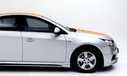 3 999 р. Накладка на передний бампер Extrime Chevrolet Cruze J300 седан дорестайлинг (2009-2012) (Неокрашенная)  с доставкой в г. Майкоп. Увеличить фотографию 2