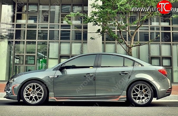 4 199 р. Пороги накладки CT Chevrolet Cruze J305 хэтчбек дорестайлинг (2009-2012) (Неокрашенные)  с доставкой в г. Майкоп