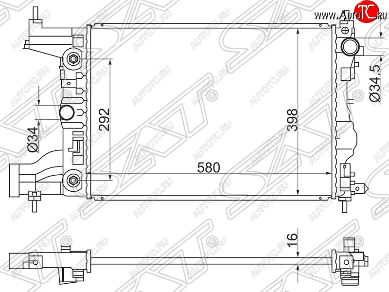 4 649 р. Радиатор двигателя SAT (трубчатый, МКПП/АКПП) Chevrolet Cruze J300 седан дорестайлинг (2009-2012)  с доставкой в г. Майкоп
