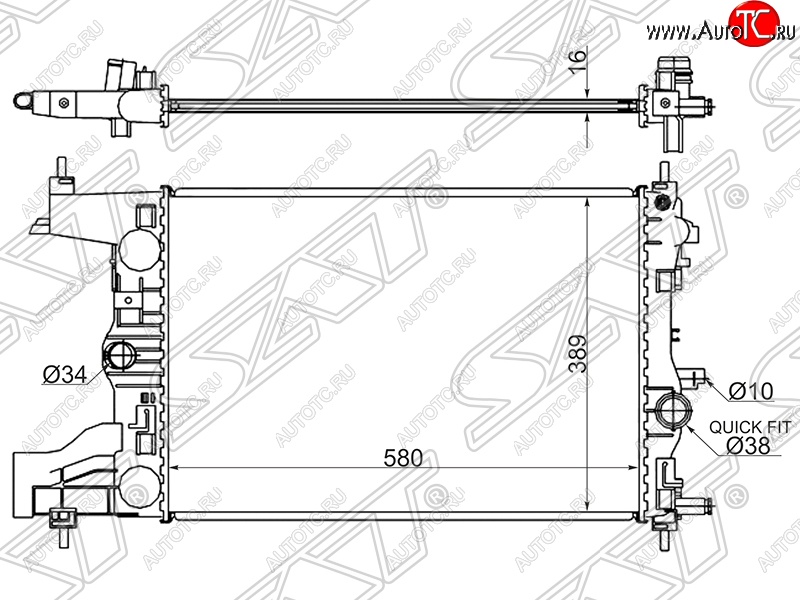 3 989 р. Радиатор двигателя SAT (трубчатый, 1.4/1.6/1.8, МКПП) Chevrolet Cruze J300 седан дорестайлинг (2009-2012)  с доставкой в г. Майкоп