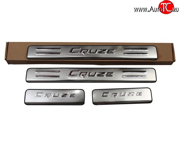 1 589 р. Накладки на порожки автомобиля M-VRS Chevrolet Cruze J300 седан дорестайлинг (2009-2012)  с доставкой в г. Майкоп
