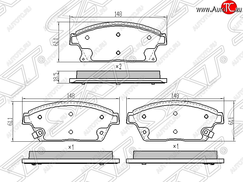 1 199 р. Колодки тормозные передние SAT (диски 300мм) Chevrolet Cruze J308 универсал рестайлинг (2012-2015)  с доставкой в г. Майкоп