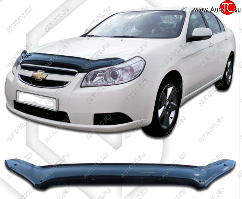 2 079 р. Дефлектор капота CA-Plastic Chevrolet Epica V250 (2006-2012) (Classic черный, Без надписи)  с доставкой в г. Майкоп