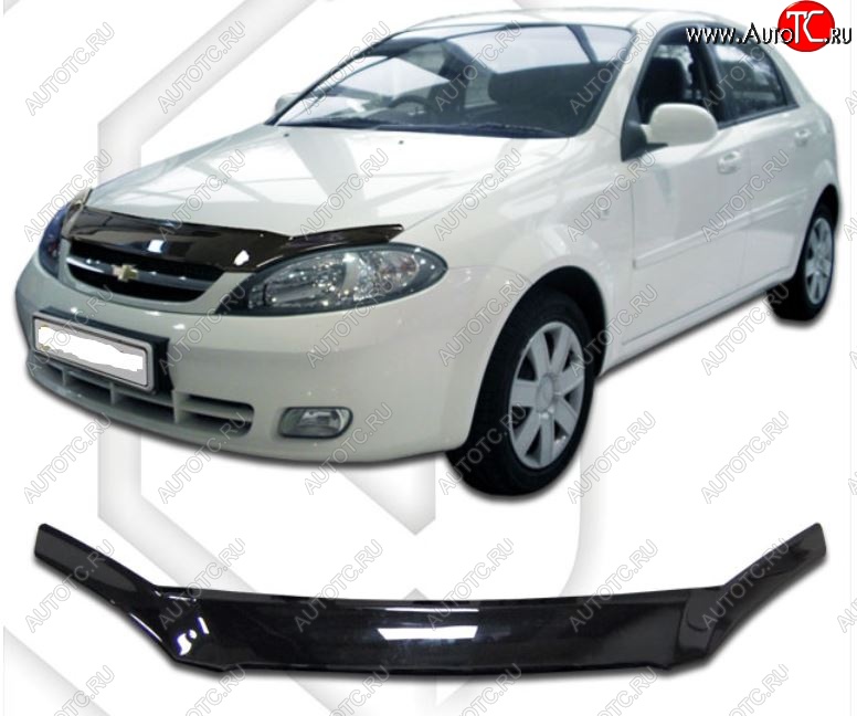 1 999 р. Дефлектор капота CA-Plastic Chevrolet Lacetti хэтчбек (2002-2013) (Classic черный, Без надписи)  с доставкой в г. Майкоп