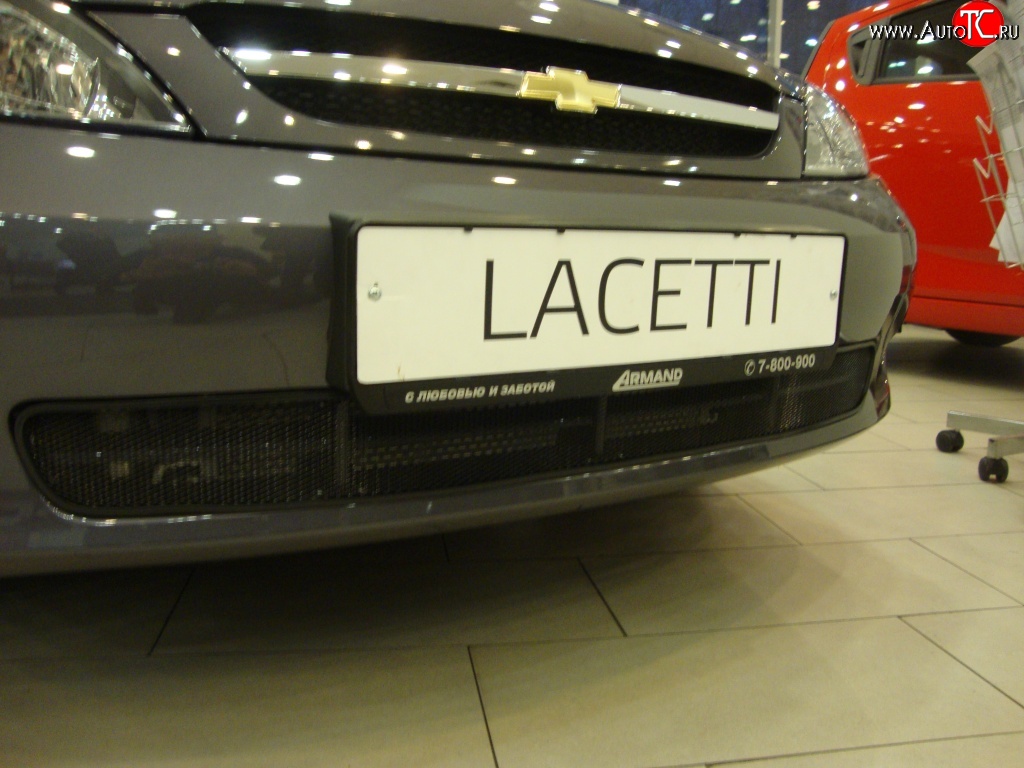 1 469 р. Сетка на бампер Russtal (черная) Chevrolet Lacetti хэтчбек (2002-2013)  с доставкой в г. Майкоп