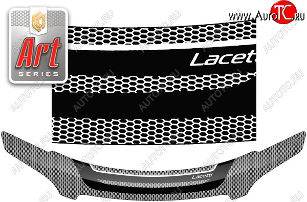 2 299 р. Дефлектор капота CA-Plastiс  Chevrolet Lacetti  универсал (2002-2013) (Серия Art черная)  с доставкой в г. Майкоп