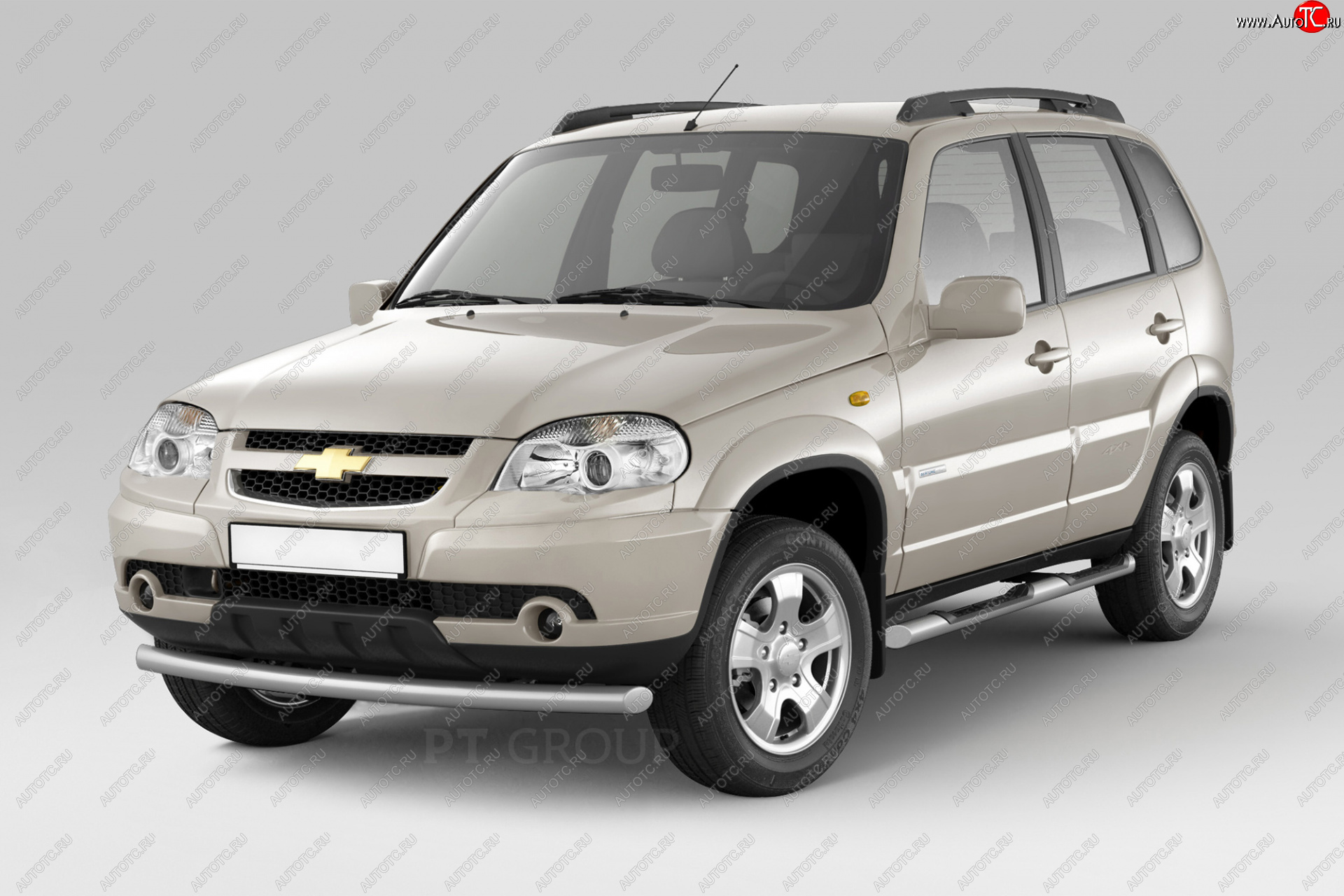 4 299 р. Защита порогов из трубы Ø63 мм с проступью Petroil Tuning Chevrolet Niva 2123 рестайлинг (2009-2020) (Сталь полимерным покрытием в цвет: серебристый ❞Искра❝)  с доставкой в г. Майкоп