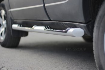 4 299 р. Защита порогов из трубы Ø63 мм с проступью Petroil Tuning Chevrolet Niva 2123 рестайлинг (2009-2020) (Сталь полимерным покрытием в цвет: серебристый ❞Искра❝)  с доставкой в г. Майкоп. Увеличить фотографию 3