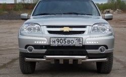 16 989 р. Защита переднего бампера двойная с зубьями из труб d63/63 мм Petroil Tuning Лада 2123 (Нива Шевроле) 1 рестайлинг (2009-2020) (Нержавеющая полированная сталь)  с доставкой в г. Майкоп. Увеличить фотографию 4