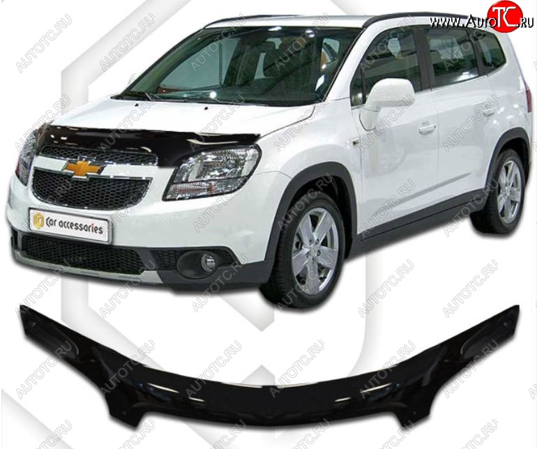 2 499 р. Дефлектор капота (exclusive) CA-Plastic Chevrolet Orlando (2011-2018) (серия Classic черный, Без надписи)  с доставкой в г. Майкоп