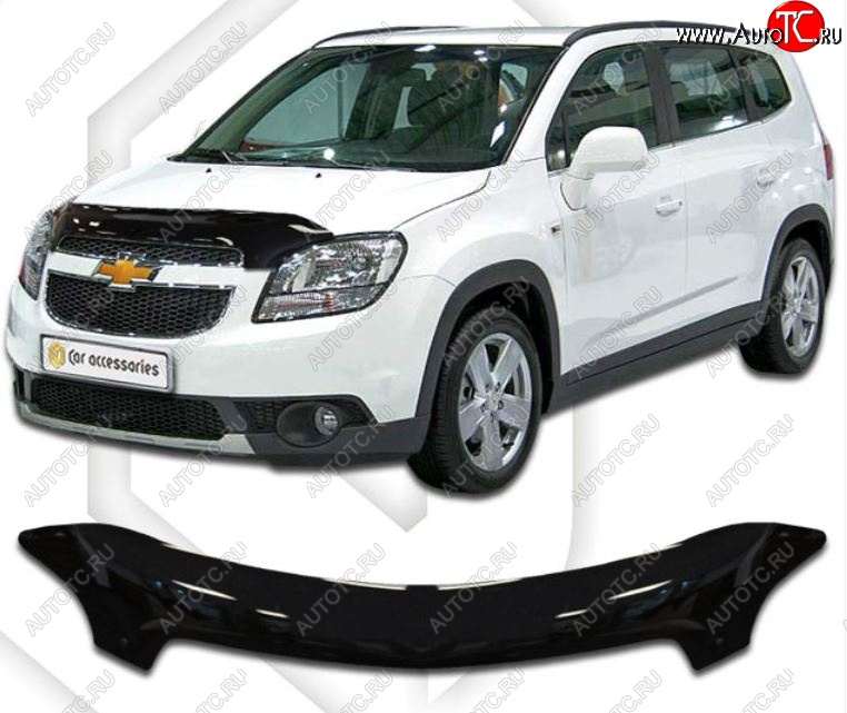 2 299 р. Дефлектор капота CA-Plastic Chevrolet Orlando (2011-2018) (серия Classic черный, Без надписи)  с доставкой в г. Майкоп