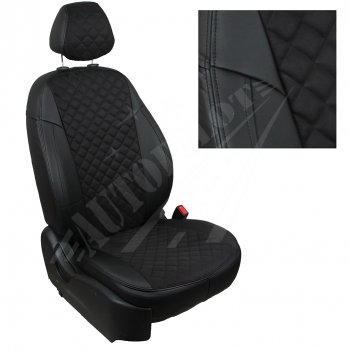 Чехлы сидений AUTOPILOT Алькантара Ромб (задние спинка и сиденье 60/40 Chevrolet Spark  M300 (2010-2022) дорестайлинг, 2-ой рестайлинг (Черный + Черный)