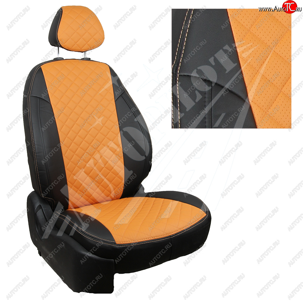 14 449 р. Чехлы сидений AUTOPILOT Экокожа Ромб (задние спинка и сиденье 40/60)  Chevrolet Spark  M300 (2010-2022) дорестайлинг, 2-ой рестайлинг (Черный + Оранжевый)  с доставкой в г. Майкоп