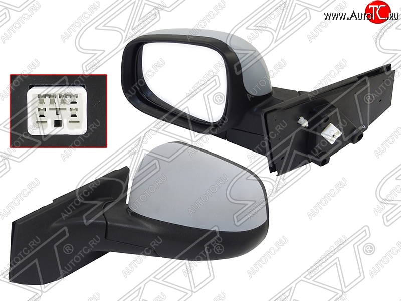 9 699 р. Боковое левое зеркало заднего вида SAT (регулировка, 3 контакта) Daewoo Matiz M300 (2009-2016) (Неокрашенное)  с доставкой в г. Майкоп