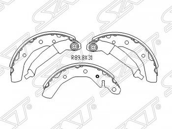 Колодки барабанные тормозные задние (R89.8x31) SAT Chevrolet Spark M200,250 (2005-2010)