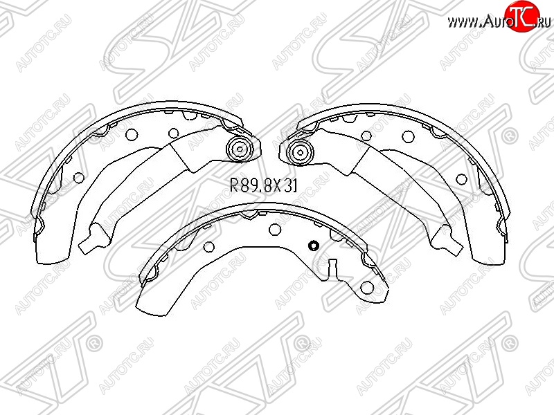 889 р. Колодки барабанные тормозные задние (R89.8x31) SAT Chevrolet Spark M200,250 (2005-2010)  с доставкой в г. Майкоп