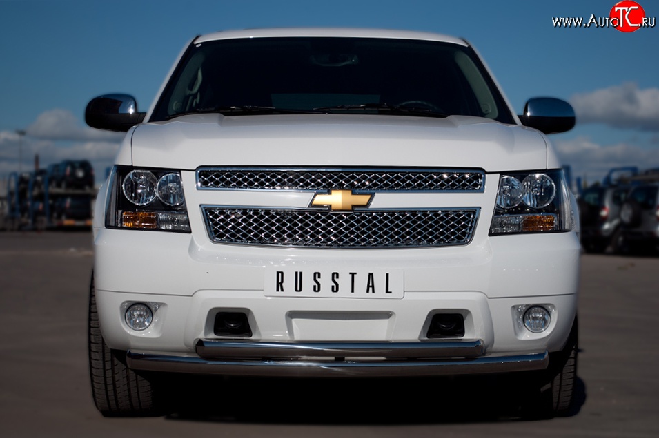24 999 р. Защита переднего бампера (2 трубыØ76 и 42 мм, нержавейка) SLITKOFF  Chevrolet Tahoe  GMT900 (2006-2013) 5 дв.  с доставкой в г. Майкоп