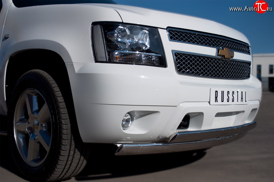 21 499 р. Защита переднего бампера (2 трубыØ76х42 мм, нержавейка) Russtal Chevrolet Tahoe GMT900 5 дв. (2006-2013)  с доставкой в г. Майкоп