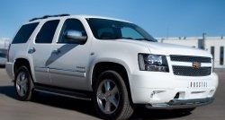 Защита порогов SLITKOFF из круглой трубы диаметром 42 мм (рестайлинг) Chevrolet Tahoe  GMT900 (2006-2013) 5 дв.