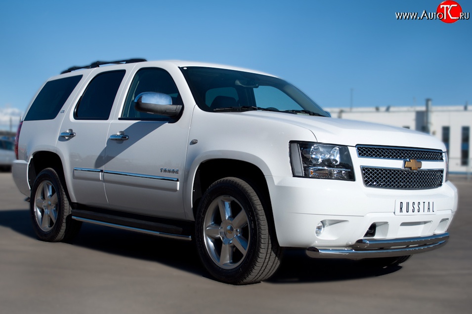 16 949 р. Защита порогов SLITKOFF из круглой трубы диаметром 42 мм (рестайлинг)  Chevrolet Tahoe  GMT900 (2006-2013) 5 дв.  с доставкой в г. Майкоп
