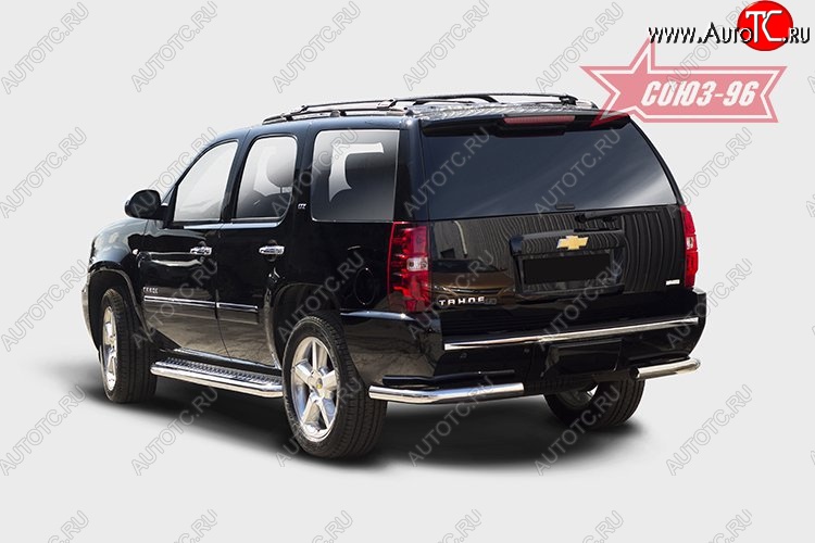 14 939 р. Защита заднего бампера из боковых уголков рестайлинг Souz-96 (d76) Chevrolet Tahoe GMT900 5 дв. (2006-2013)  с доставкой в г. Майкоп