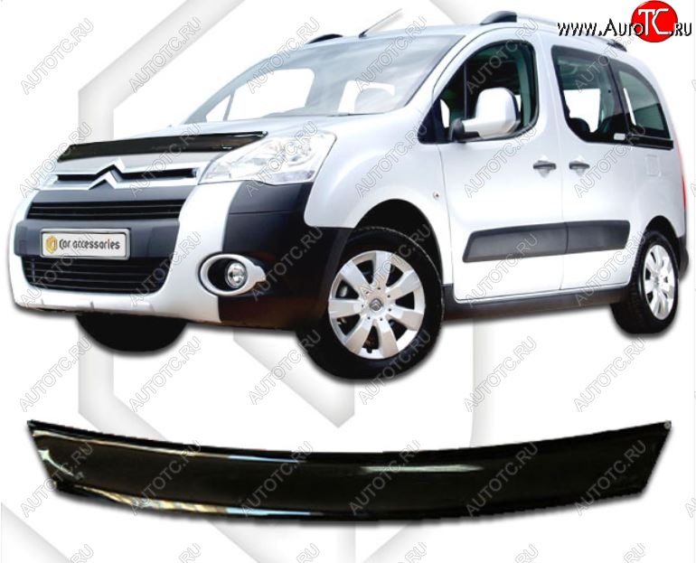 1 959 р. Дефлектор капота CA-Plastic CITROEN Berlingo B9 дорестайлинг (2008-2016) (Classic черный, Без надписи)  с доставкой в г. Майкоп