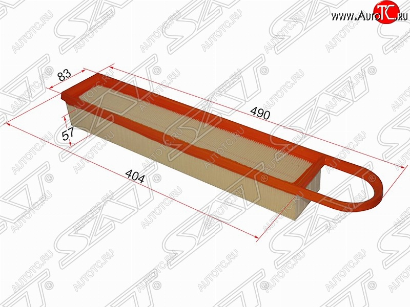 359 р. Фильтр воздушный двигателя SAT (490/404х83х57 mm)  CITROEN C3  дорестайлинг (2009-2015), CITROEN C4  B7 (2011-2018), CITROEN DS3  PF1 (2009-2016), Peugeot 207 ( WK,  WA,  WC) (2006-2012), Peugeot 3008 (2013-2017), Peugeot 308  T7 (2007-2014)  с доставкой в г. Майкоп