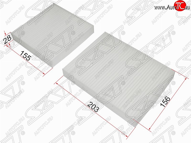 265 р. Фильтр салонный SAT (комплект, 155х156х28/203x156x28 mm)  CITROEN C3  дорестайлинг (2009-2015), CITROEN DS3  PF1 (2009-2016), Peugeot 2008 (2013-2019), Peugeot 207 ( WK,  WA,  WC) (2006-2012), Peugeot 208  1 (2012-2019)  с доставкой в г. Майкоп