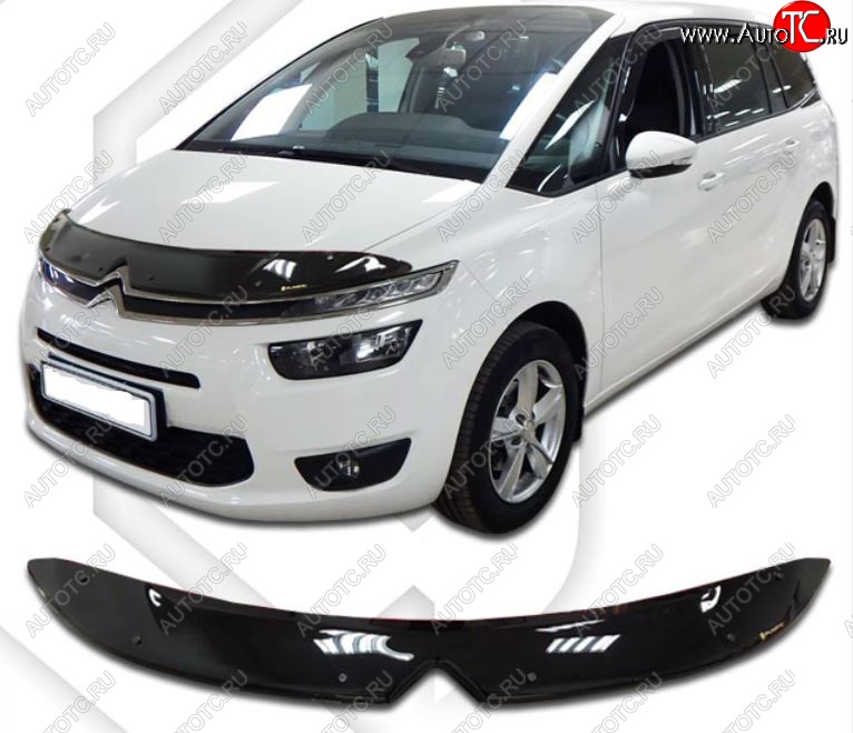 2 079 р. Дефлектор капота CA-Plastiс  CITROEN C4 picasso  3D (2014-2018) минивэн дорестайлинг, минивэн рестайлинг (Classic черный, Без надписи)  с доставкой в г. Майкоп