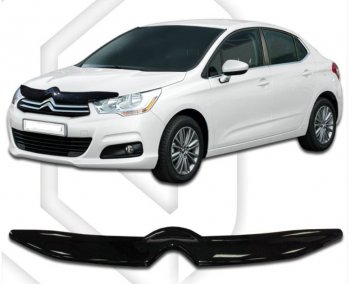 2 699 р. Дефлектор капота CA-Plastic CITROEN C4 B7 хэтчбэк 5 дв. (2011-2018) (Classic черный, Без надписи)  с доставкой в г. Майкоп. Увеличить фотографию 2