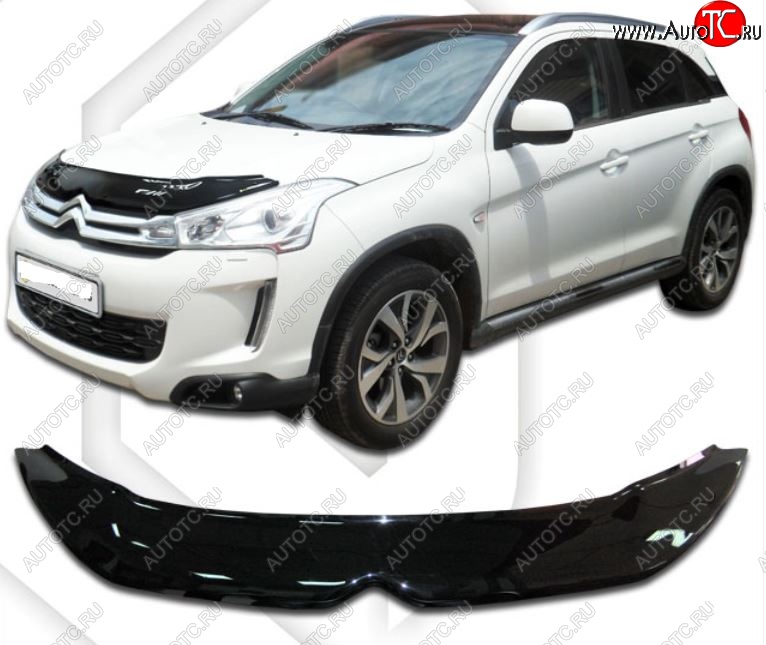2 079 р. Дефлектор капота CA-Plastiс CITROEN C4 aircross (2012-2017) (Classic черный, Без надписи)  с доставкой в г. Майкоп