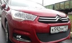 1 469 р. Сетка на бампер (хетчбек) Russtal (черная) CITROEN C4 B7 хэтчбэк 5 дв. (2011-2018)  с доставкой в г. Майкоп. Увеличить фотографию 2