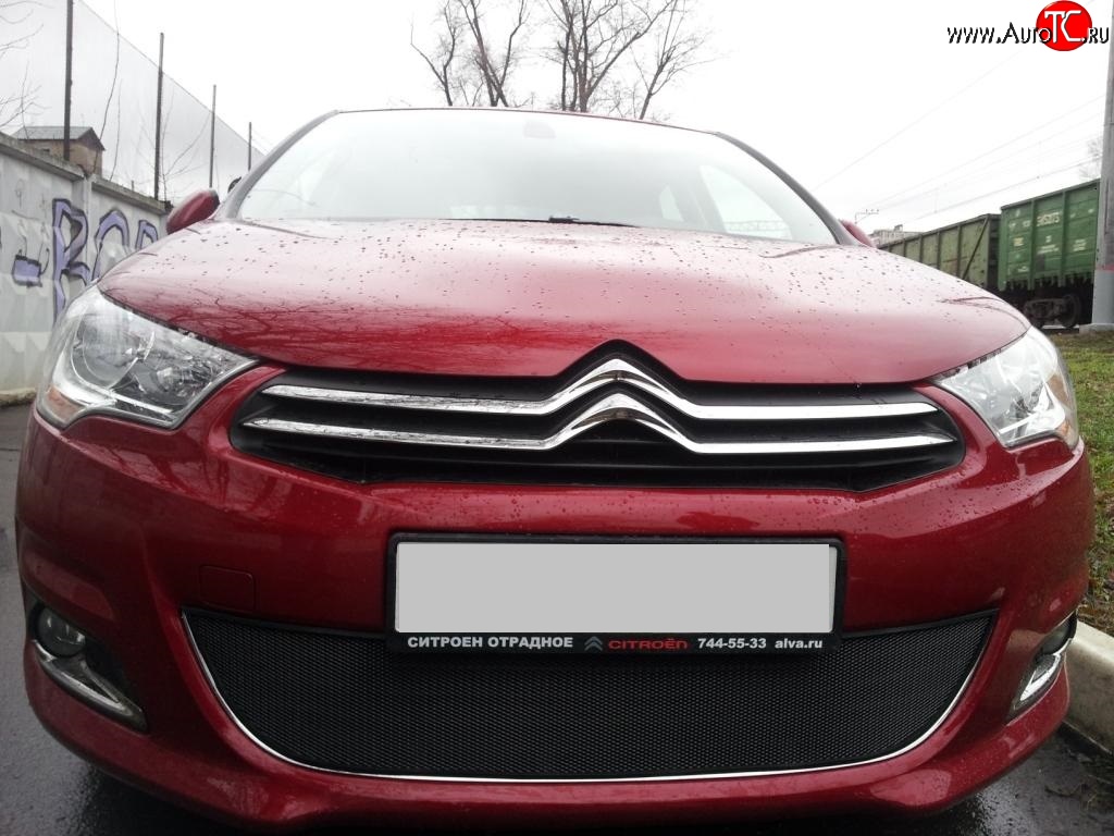 1 469 р. Сетка на бампер (хетчбек) Russtal (черная) CITROEN C4 B7 хэтчбэк 5 дв. (2011-2018)  с доставкой в г. Майкоп