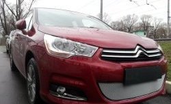 1 539 р. Сетка на бампер (хетчбек) Russtal (хром) CITROEN C4 B7 хэтчбэк 5 дв. (2011-2018)  с доставкой в г. Майкоп. Увеличить фотографию 3