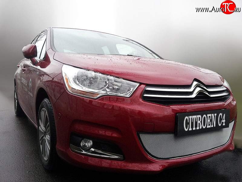 2 079 р. Сетка на бампер внешняя Autofamily , 10 мм CITROEN C4 B7 хэтчбэк 5 дв. (2011-2018) (Хром)  с доставкой в г. Майкоп