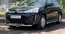 18 949 р. Защита переднего бампера (2 трубыØ63 и 42 мм, нержавейка) SLITKOFF  CITROEN C4 aircross (2012-2017)  с доставкой в г. Майкоп. Увеличить фотографию 2