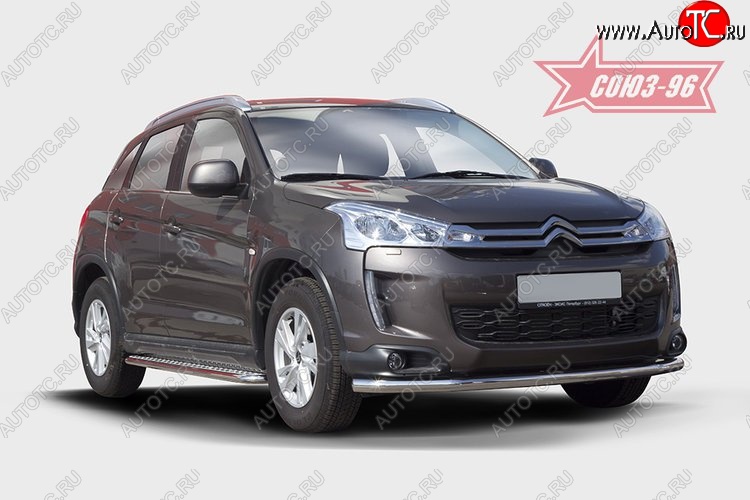 17 639 р. Защита переднего бампера одинарная Souz-96 Premium (d60) CITROEN C4 aircross (2012-2017)  с доставкой в г. Майкоп